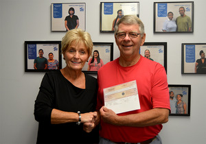Rosemary and Bert with Check sm Rosemary and Bert with Check sm