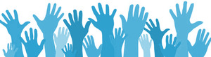 volunteer hands blue volunteer hands blue